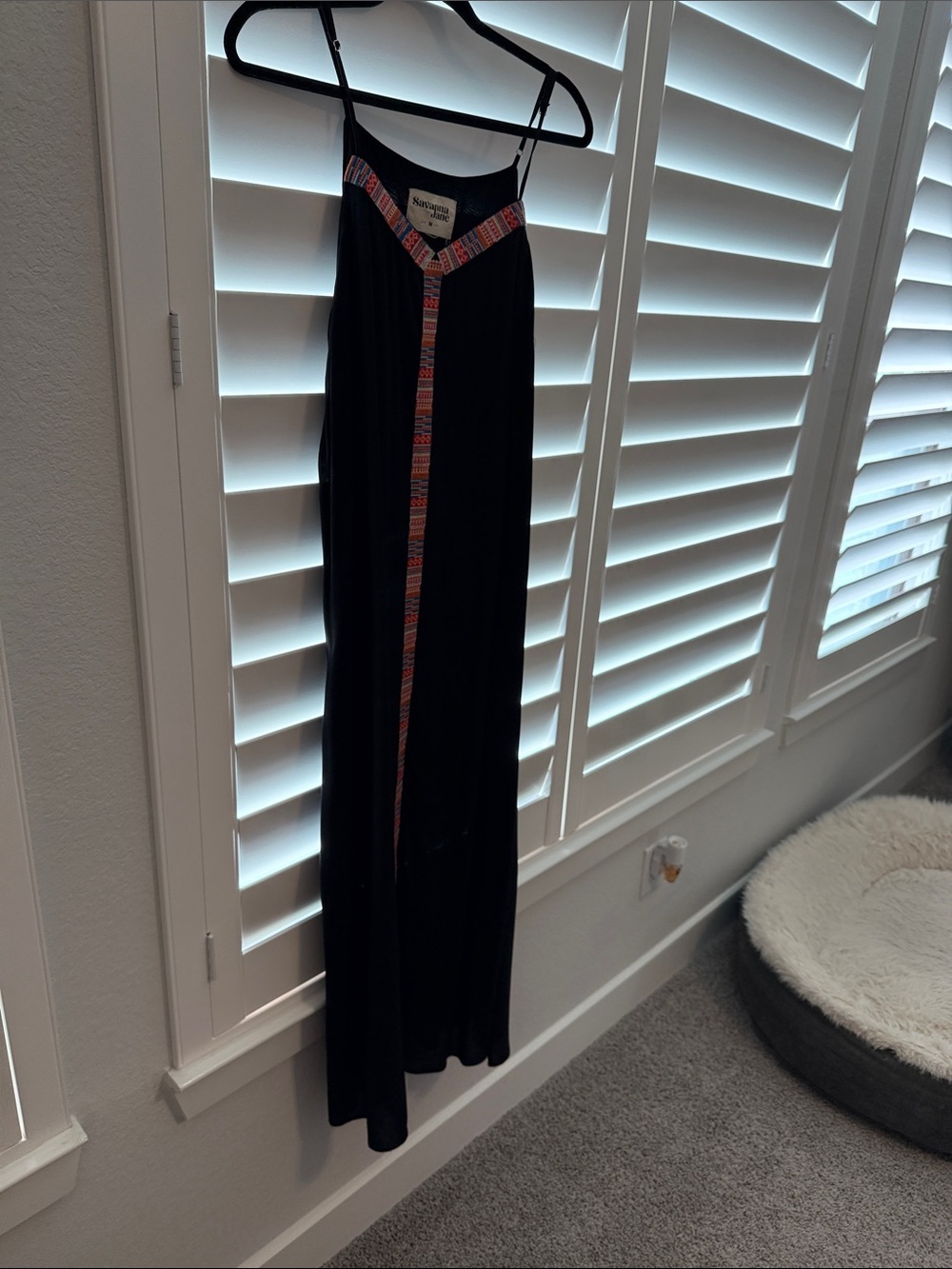 Savanna Jane Black Maxi Dress with Multicolor Trim